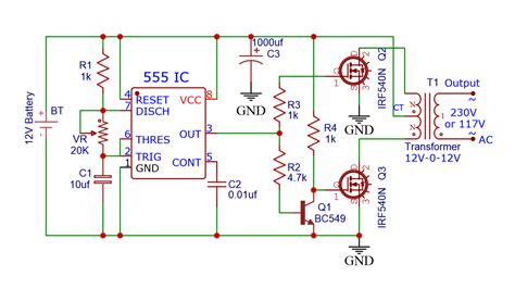 Max Circuit Dc To Ac Inverter Circuit Diagram Using 555 Timer