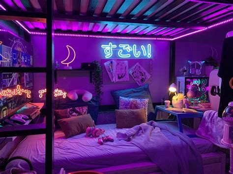 Pin By Rose On Bedroom In 2021 Neon Room Room Design Bedroom