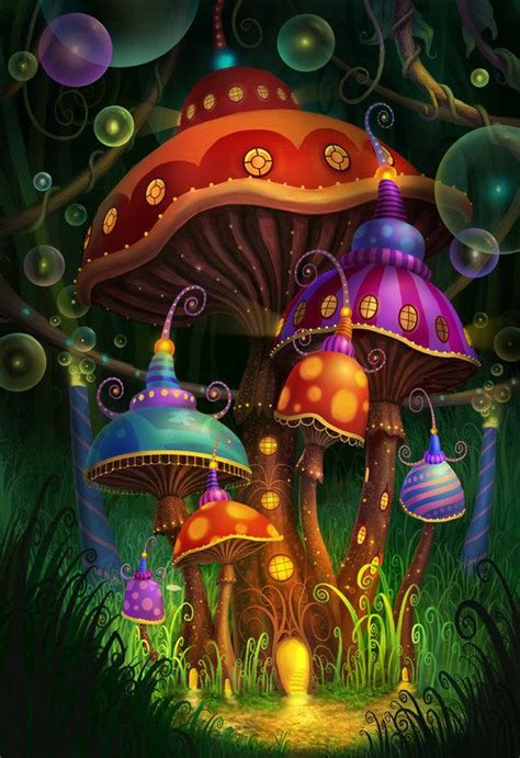 Enchanted Mushrooms Mushroom Art Whimsical Art Art