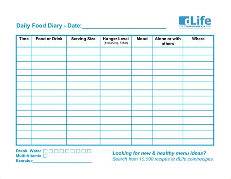 Food Waste Log Sheet Printable