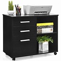 Costway 3-Drawer File Cabinet Mobile Lateral Cabinet Printer Stand ...