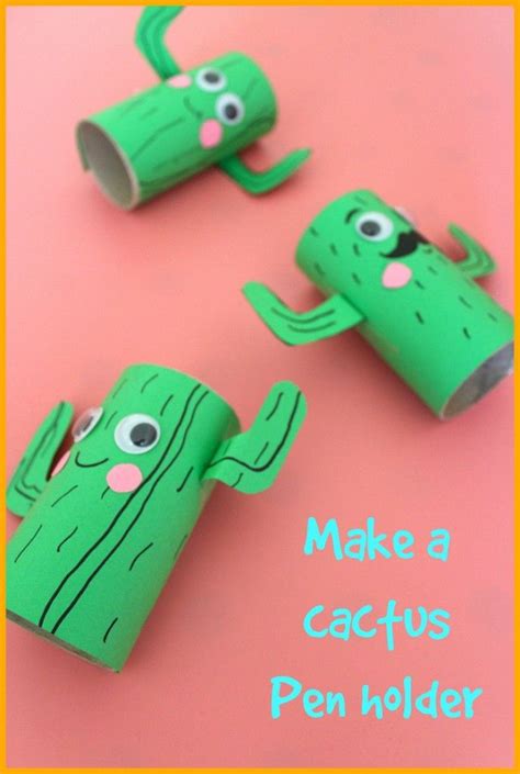 How To Make A Cactus Pen Holder Toilet Paper Crafts Paper Roll