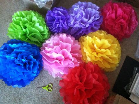 DIY Jumbo Tissue Paper Flowers Pom Poms Super Quick And Easy Now I