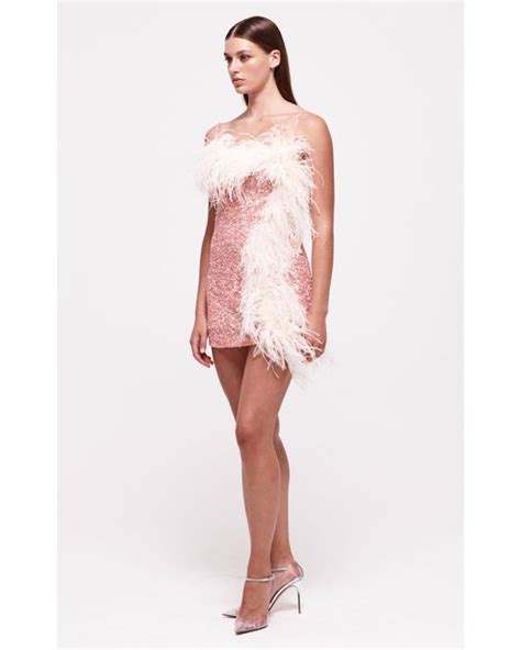 Rachel Gilbert Cami Crystal Embellished Feather Trimmed Mini Dress In