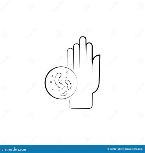 Hand With Bacteria Grey Icon Hygiene Human Protection Upper
