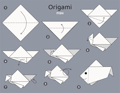 Tutorial Esquema De Origami De Peces Elementos De Origami Aislados