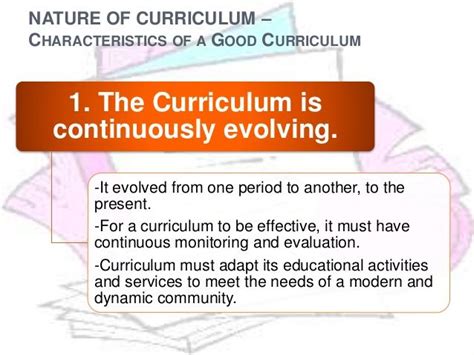 Nature Of Curriculum Characteristics Of A Good Curriculum 1 The