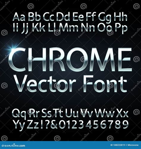 Chrome Steel Or Silver Letters And Numbers Vector Alphabet Metallic