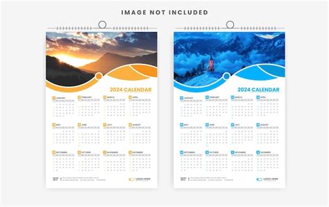 Premium Vector 2024 One Page Colorful Wall Calendar Template Design