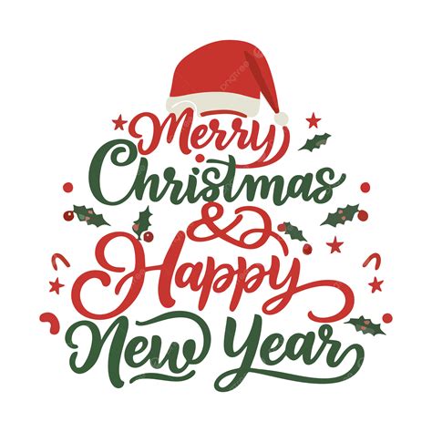 Merry Christmas And Happy New Year Hand Drawn Vector Sticker