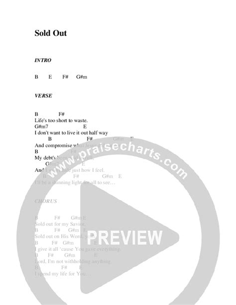 Sold Out Chords Pdf Christ For The Nations Praisecharts