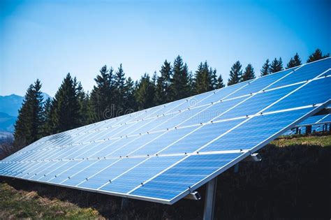 Solar Panels With Blue Sky Photovoltaics In Solar Power Station Energy