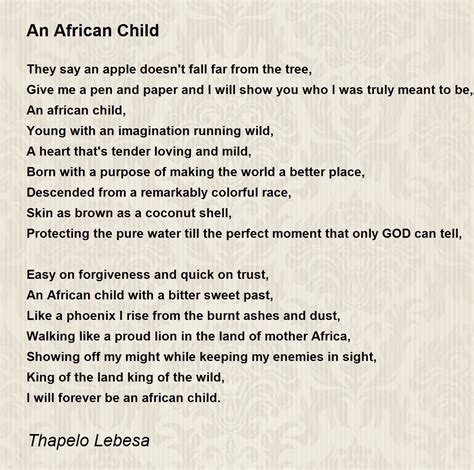 An African Child An African Child Poem By Thapelo Lebesa