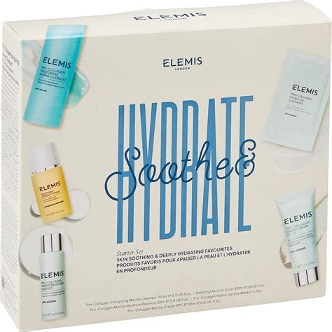 Elemis Soothe And Hydrate Collection 5 Piece Pro Collagen Collection To Cleanse Smooth And