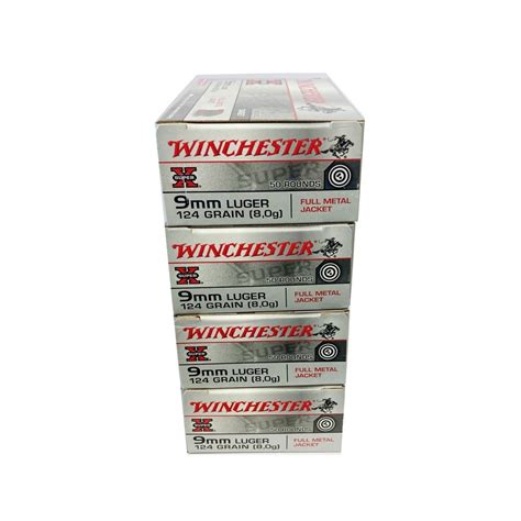 Winchester Cartucce Cal 9 Luger 9x19 Fmj 124grs Conf Da 50pz Arco