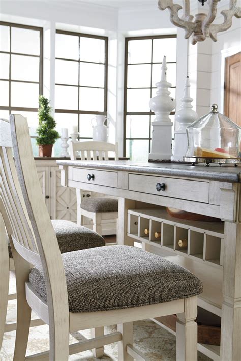 Featuring a white marble top and block leg base, this counter height dining table exudes sleek modern style. Bolanburg White and Gray Rectangular Counter Height Dining ...