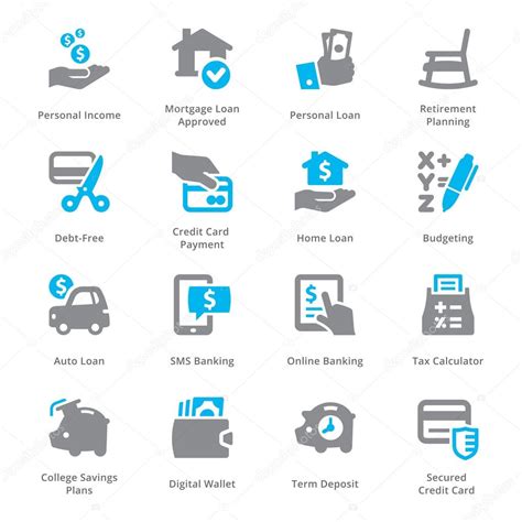 Personal And Business Finance Icons Set 2 Sympa Series Stock Vector