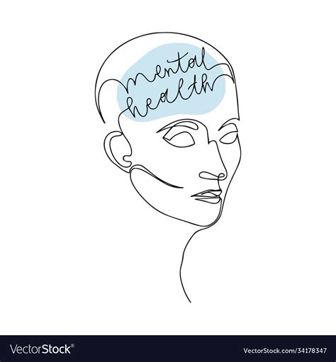 Mental Health For Women Line Drawing Royalty Free Vector