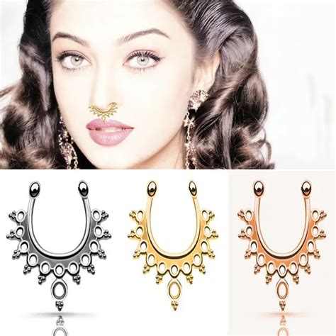 5pcslot Real Septum 3 Colors Nose Ring In 14 Styles For Women Ladies