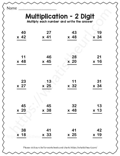Double Digit Multiplication Worksheet With Answer Key Exercise 13