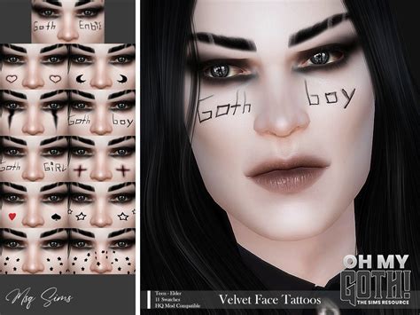 The Sims Resource Oh My Goth Velvet Face Tattoos Face Tattoos