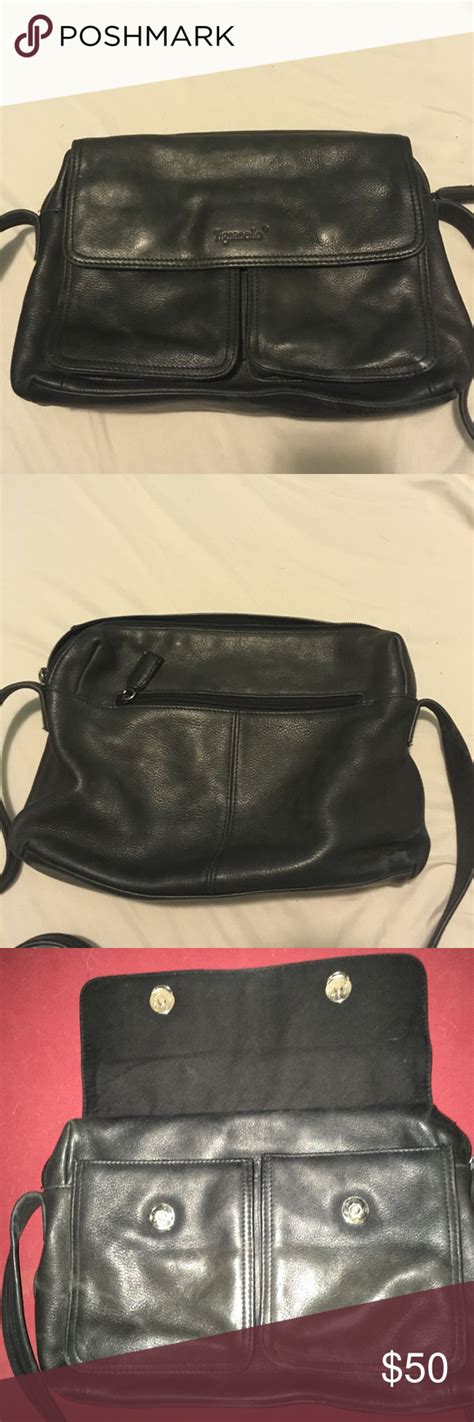 Black Leather Tignanello Shoulder Bag Black Leather Genuine Leather