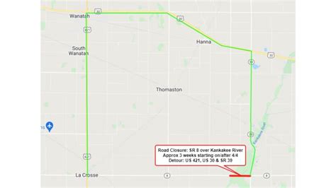 State Road 8 Closed Over Kankakee River Beginning April 4
