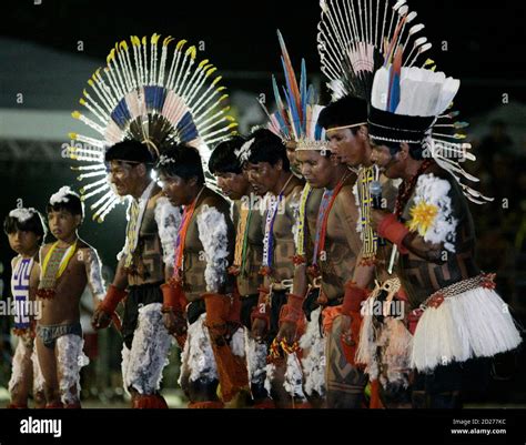 natives of brazil s karaja tribe dance and sing during the ix indigenous nations games in