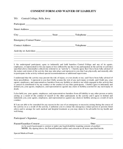 Free 10 Sample Waiver Of Liability Forms In Pdf Ms Word