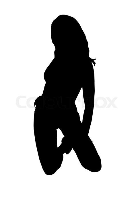 Silhouette Woman Sits Topless Stock Image Colourbox