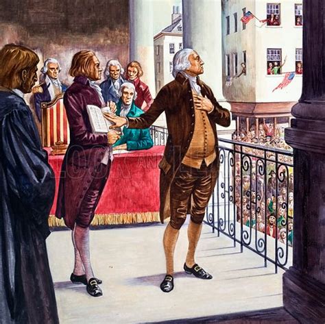 George Washington Being Sworn In As President Of The United Stock