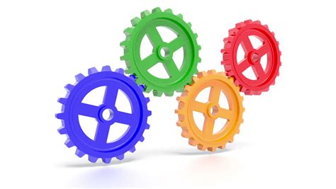 A Concept Graphic Depicting Four Gears Moving Each Other Rendered