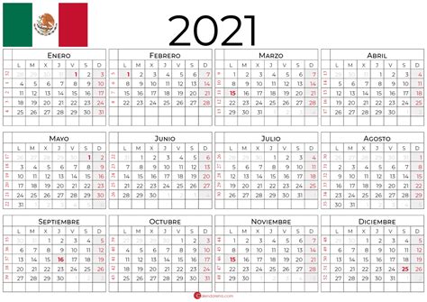 🇲🇽 Calendario 2021 Mexico Con Días Festivos 🇲🇽