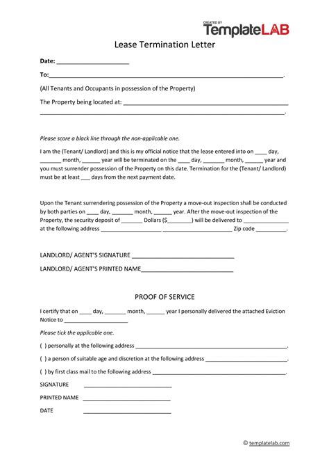 lease termination letter template free