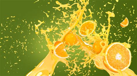 Wallpaper Oranges Juice Splash Creative Picture 5120x2880 Uhd 5k