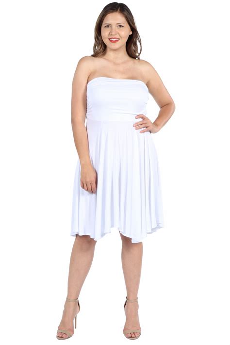 247 Comfort Apparel Womens Plus Size Pleated Strapless Summer Dress