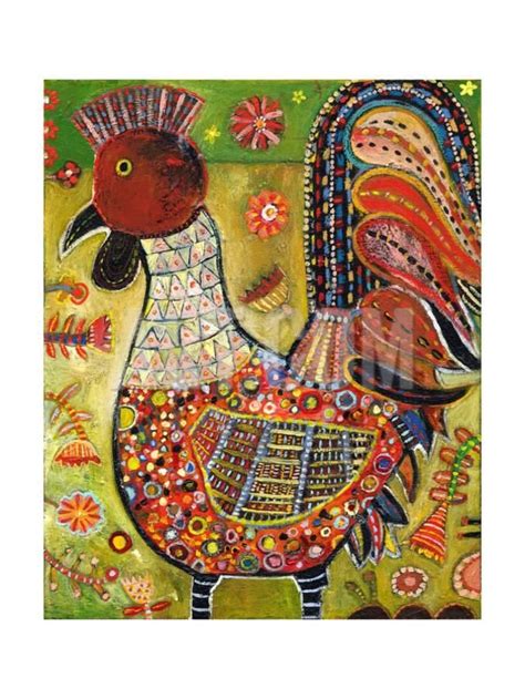 Olive Rooster Giclee Print Jill Mayberg Abstract Canvas