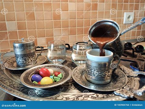 Delicious Traditional Turkish Coffee Its Cooking And Presentation