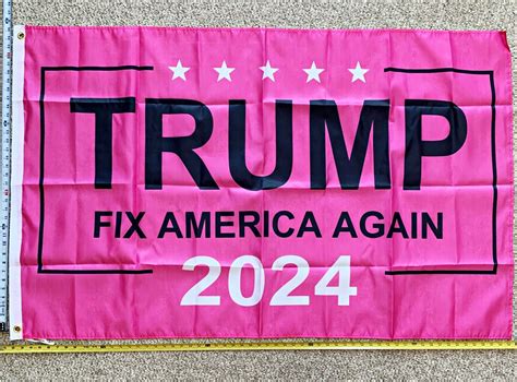 Donald Trump Flag Free Shipping 2024 Don Jr Fix America Again Pink Usa