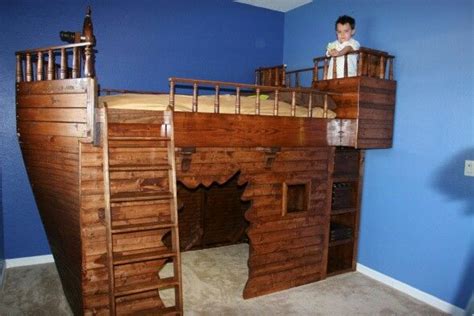 Features brown metallic details and a polished wood. Pirate ship bed w cannon blast...cool | house in 2019 ...