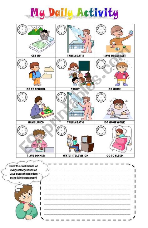 My Daily Activity Esl Worksheet By Irie