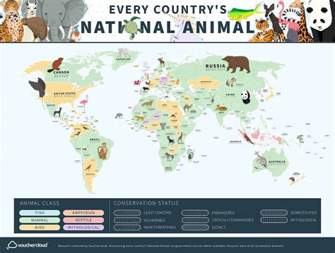 Every Countrys National Animal On One Cool Map Flytrippers
