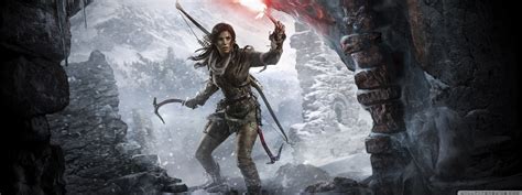 Rise of the Tomb Raider Lara Croft at a Cave Entrance Ultra HD Desktop ...