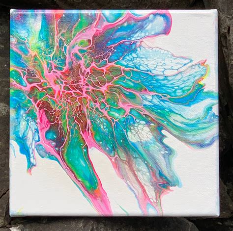 Cheerful Abstract Acrylic Painting Using A Bloom Technique On Etsy