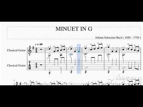 Guitar Minuet In G With TAB Johann Sebastian Bach Beginner YouTube