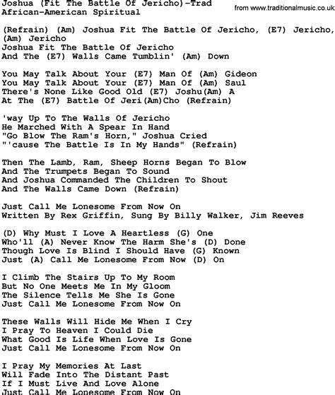 Country Musicjoshuafit The Battle Of Jericho Trad Lyrics And Chords