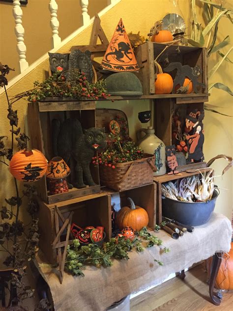 antique Halloween display October 2016 | Halloween displays, Primitive ...