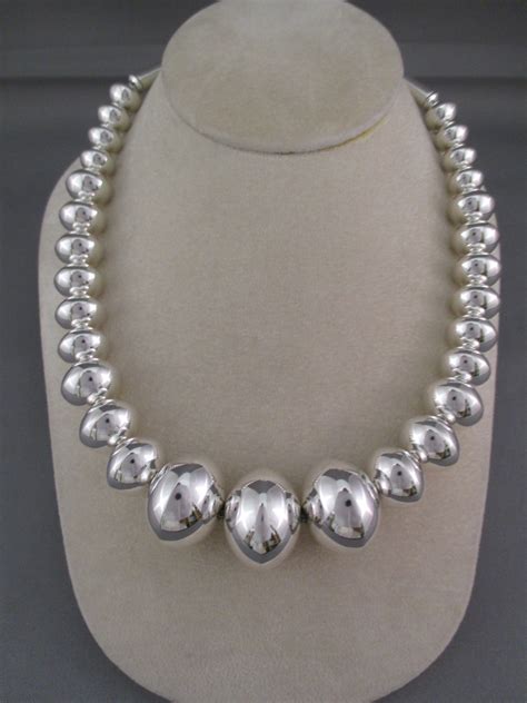 Graduated Sterling Silver Bead Necklace - Yellowhorse Jewelry
