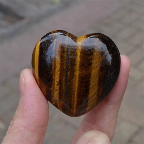 Tiger Eye Heart Puffy Crystal Heart Hand Carved Tiger Stone Heart