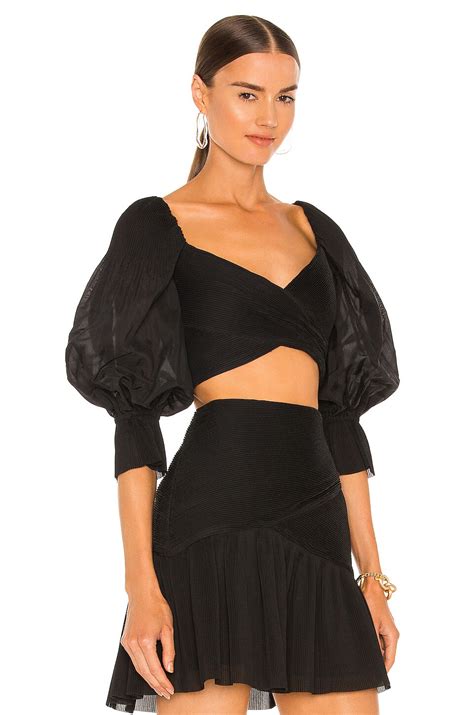 Zimmermann Pleated Bodice Top In Black Revolve